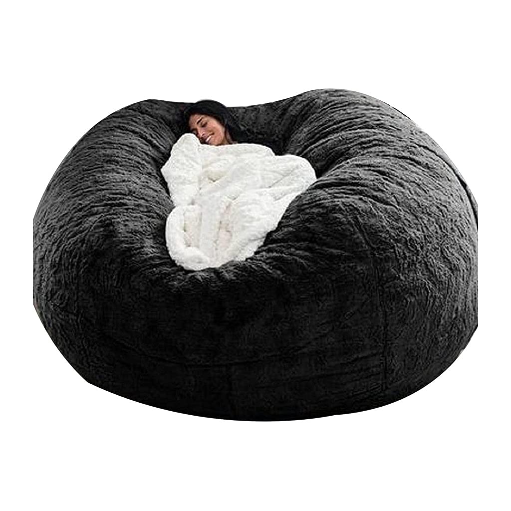 WXQY Extra Large Bean Bag Chair Cover - Washable & Removable Slipcover for Beanbag Sofa Bed, XL Size Fits Kids & Adults, No Filler Needed, Pink/Black with Zipper - Perfect for Living Room, Game Room & Dorm Storage