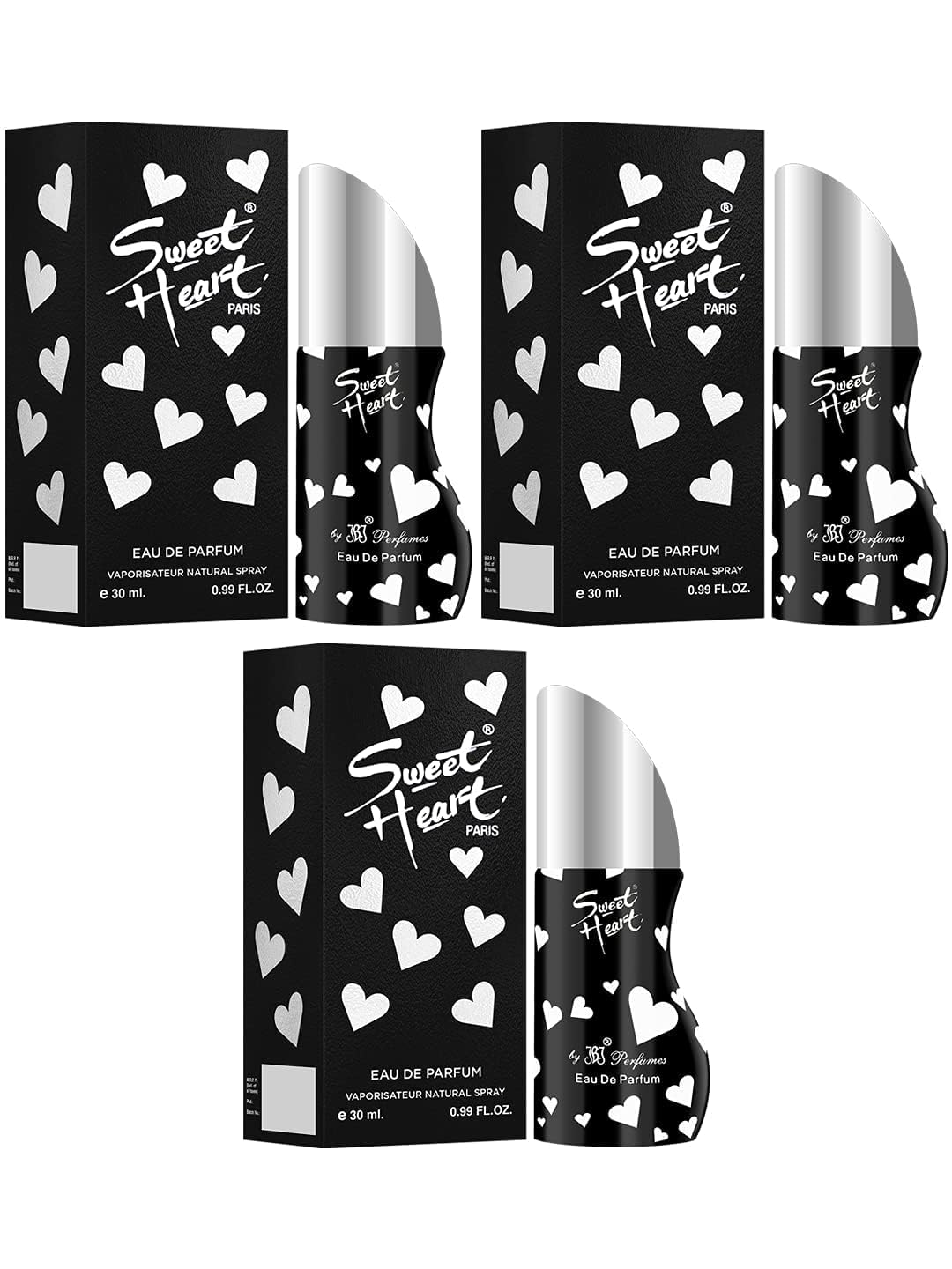 Sweetheart Black Long-Lasting Imported Eau De Parfume for Women, 30ml (3-Pack) - Perfect for Date Night, Special Occasions & Everyday Elegance