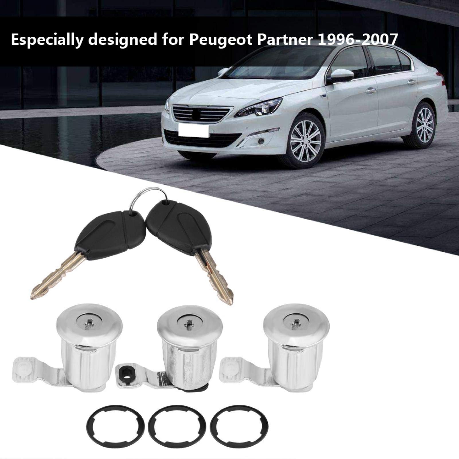 Peugeot 252522 Auto Car Door Lock Barrel Set with Keys - Replacement Lock Cylinder for Peugeot Vehicles | Secure Your Car Doors & Prevent Theft