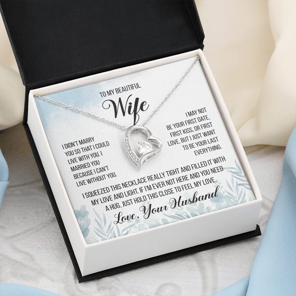 14k White Gold Forever Love Necklace for Wife - Romantic Birthday Gift for Women from Husband - Elegant Hotwife Jewelry for Anniversary, Valentine's Day & Special Occasions