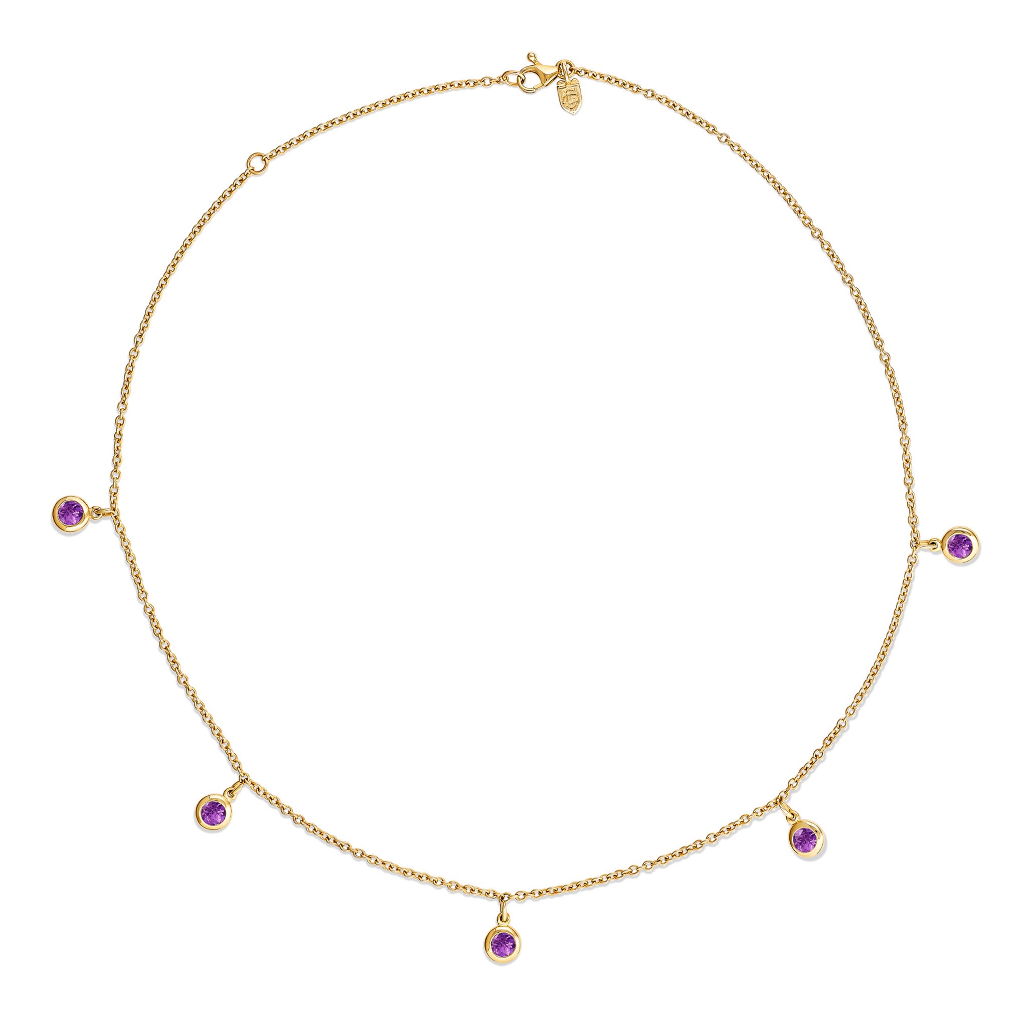 Talya Five Stone Amethyst Necklace in Yellow Gold - Elegant Jewelry for Women, Perfect for Gifts, Weddings & Special Occasions