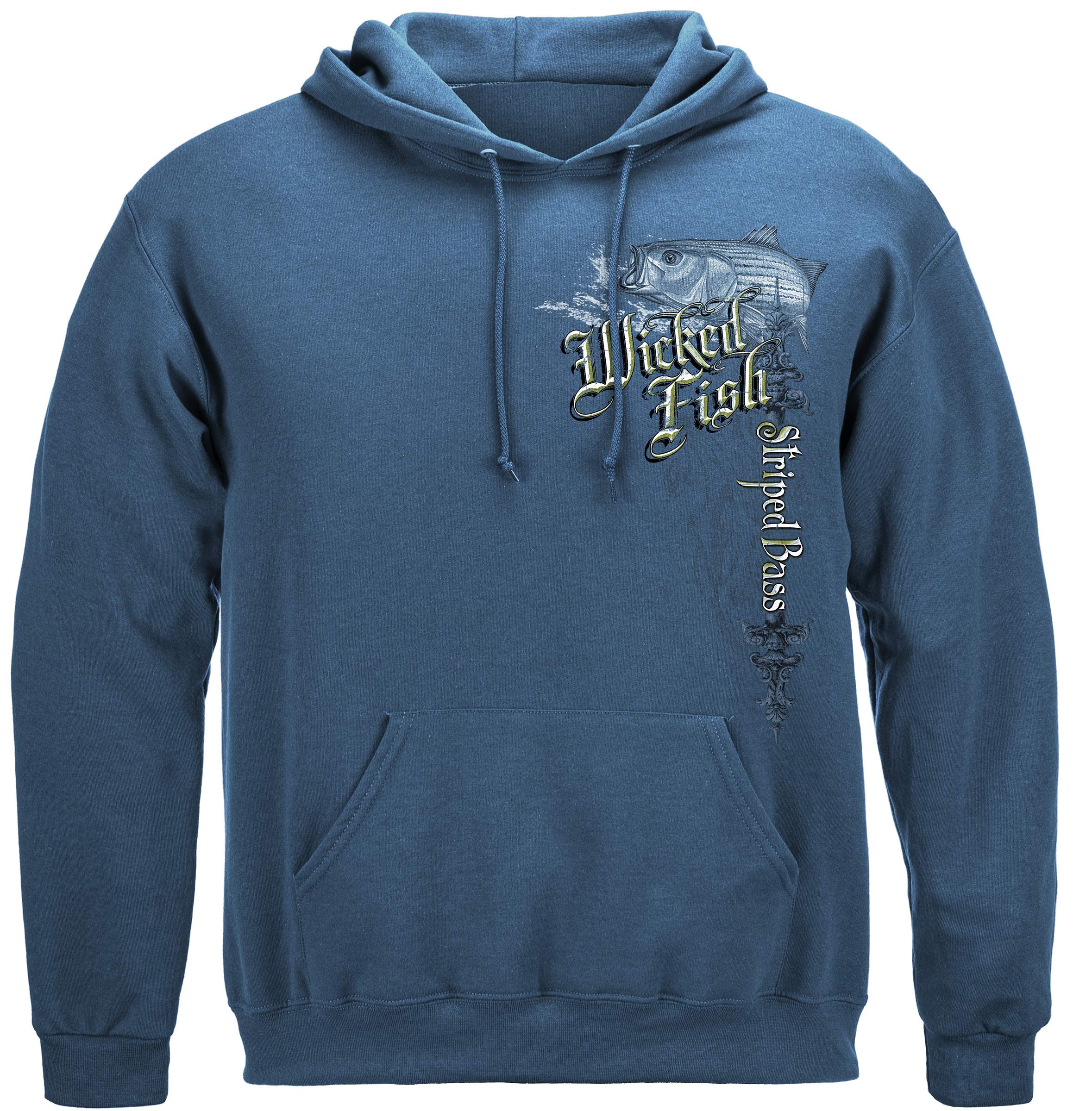 Erazor Bits Wicked Fish Striped Bass and Fluke Fishing Jackets - Freshwater Fishing Themed Sweaters & Hoodies for Anglers - Perfect for Bass Fishing, Fluke Fishing, and Outdoor Fishing Adventures