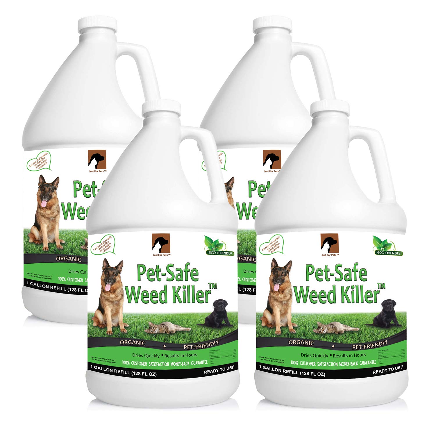 Organic Weed Killer Spray - Glyphosate-Free Herbicide (1-4 Gallon Case Refills) for Lawns, Gardens & Driveways | Safe for Pets & Kids | Fast-Acting Natural Weed Control