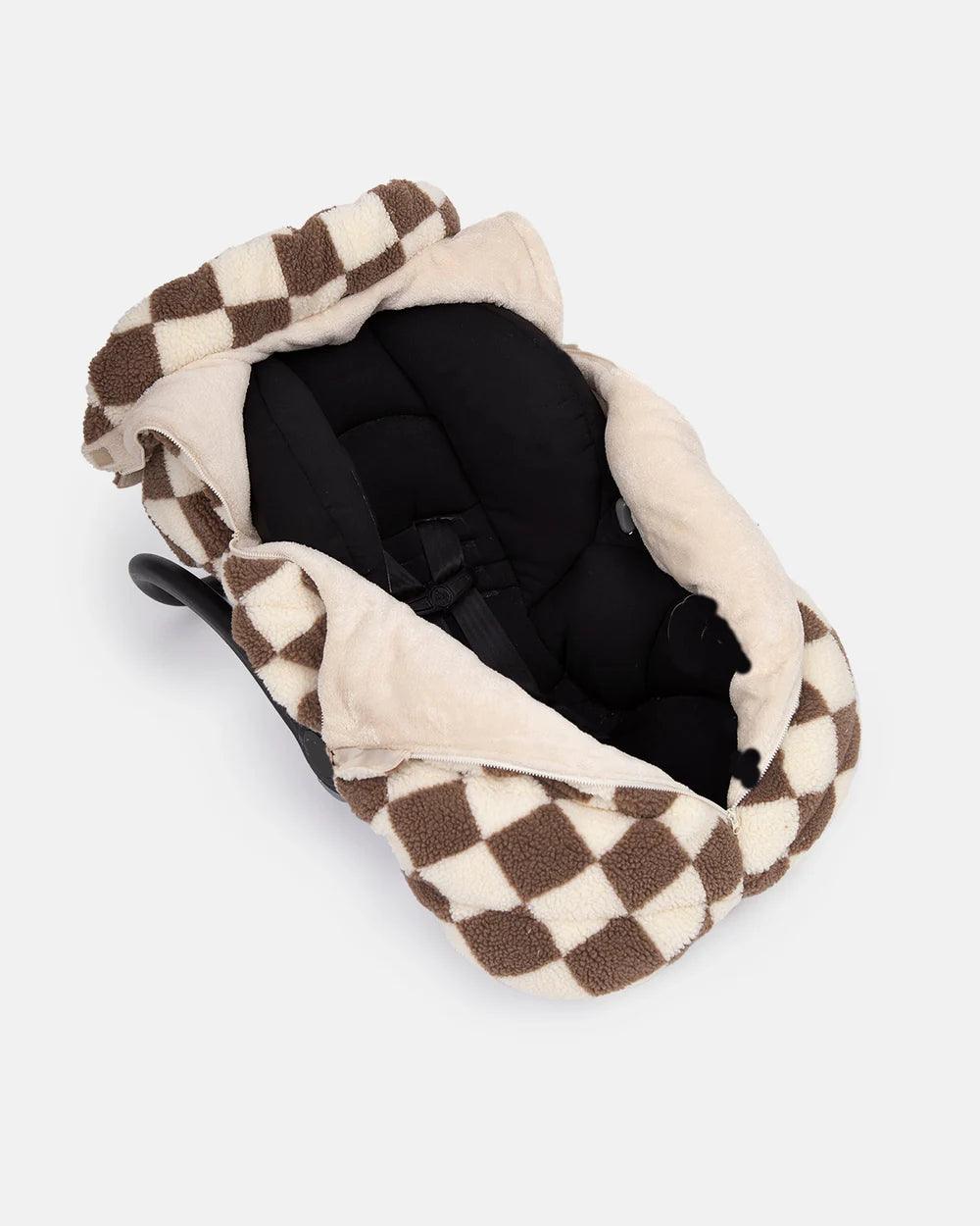 7 A.M. Car Seat Cover & Stroller Cocoon - Soft Checker Berber Fabric for Baby - Perfect for Travel, Winter Protection & Outdoor Adventures