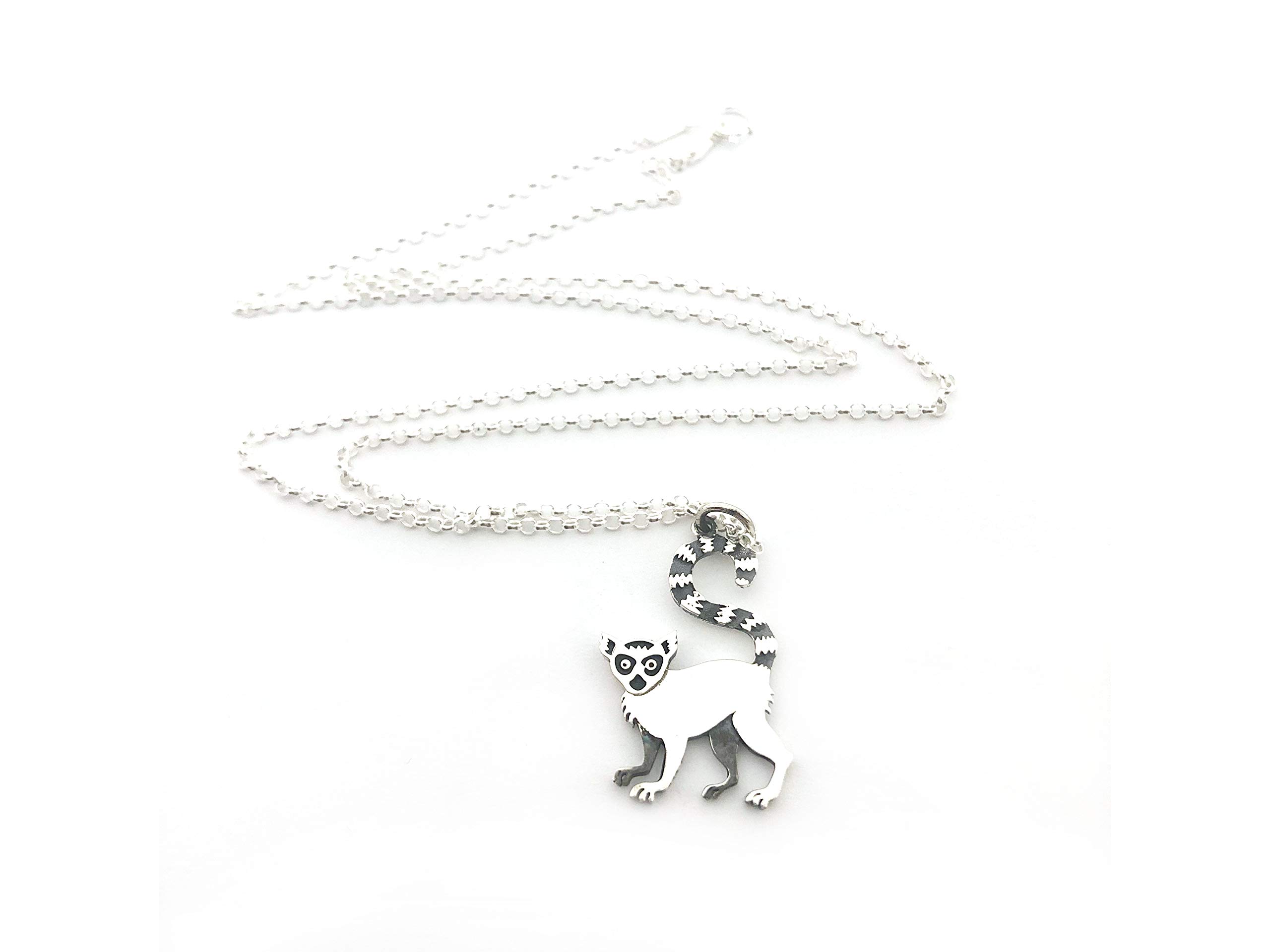 Lemur Charm Necklace - Sterling Silver Animal Jewelry for Women | Perfect Gift for Nature Lovers, Birthday & Anniversary