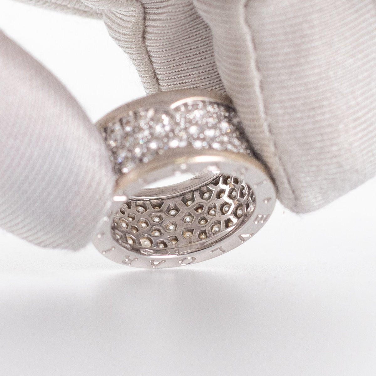 Bvlgari B.zero1 18K White Gold Diamond Ring Size 51 - Luxury Jewelry for Women, Perfect for Weddings, Anniversaries & Special Occasions