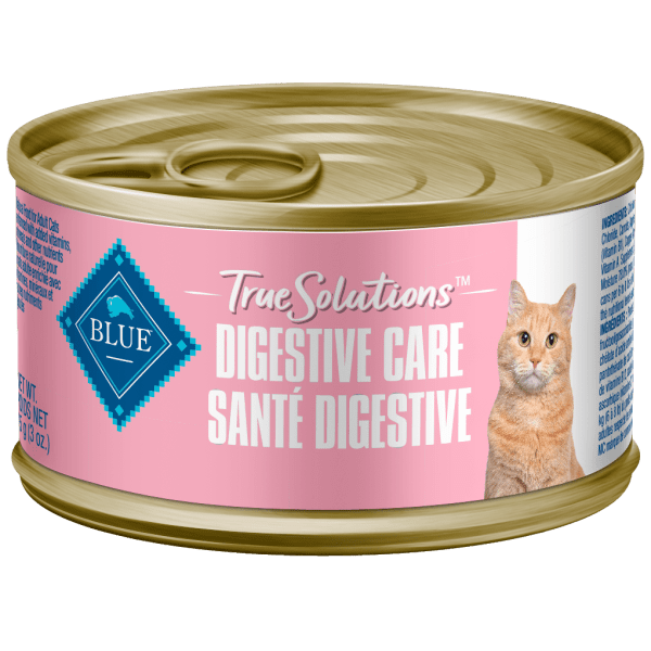 BLUE True Solutions Digestive Care Adult Canned Cat Food - Grain Free Wet Cat Food for Sensitive Stomach - High Protein, Natural Ingredients - Perfect for Indoor Cats & Digestive Health Support