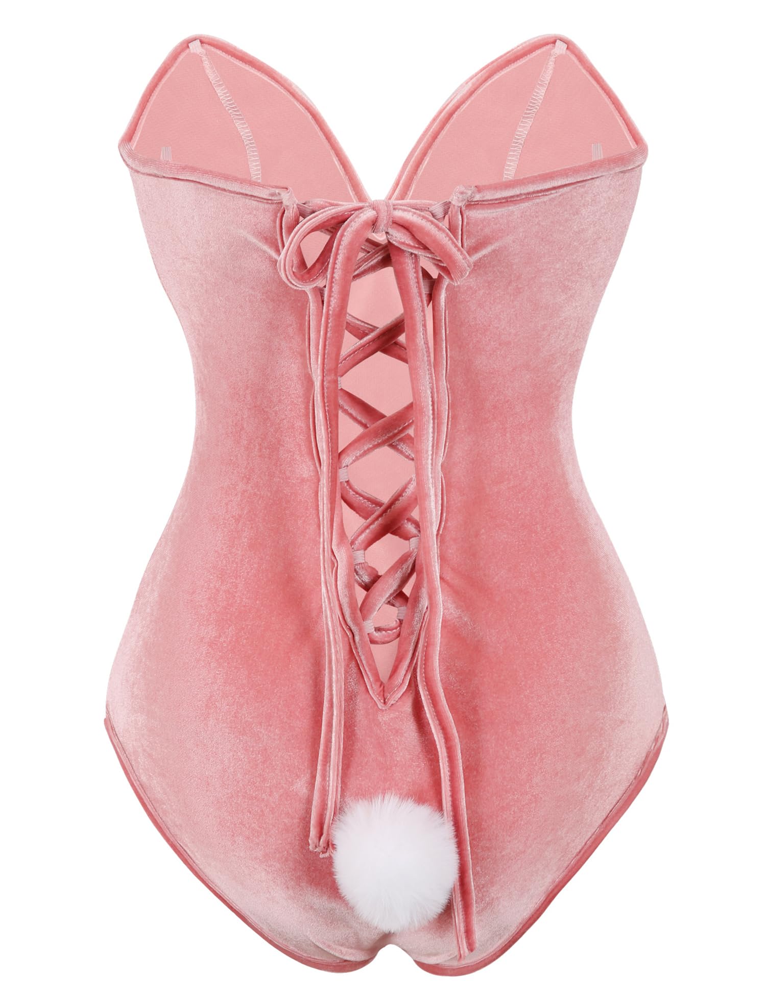 Angelaicos Women's Bunny Costume Set - Cute Senpai Cosplay Outfit with Bodysuit & Stockings for Halloween, Party, Roleplay & Anime Conventions