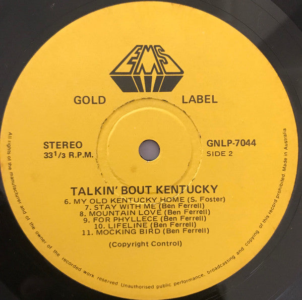 Ben Ferrell - Talkin' Bout Kentucky Vinyl LP Album (VG+ Condition) - Perfect for Vintage Music Collectors & Country Fans