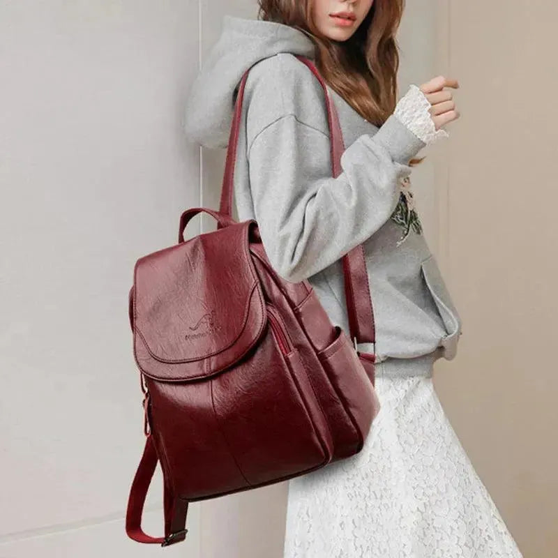 Vintage Soft Leather Women's Backpack - Stylish & Durable Travel Bag for Work, College & Everyday Use