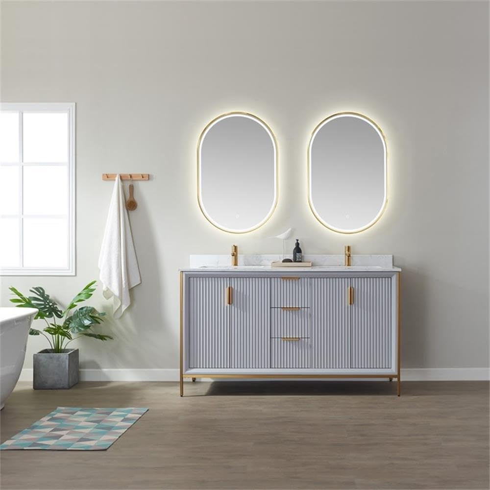 VINNOVA Grande 24 Inch Oval LED Lighted Bathroom Vanity Mirror - Modern Dimmable Backlit Wall Mirror for Makeup, Shaving & Home Decor