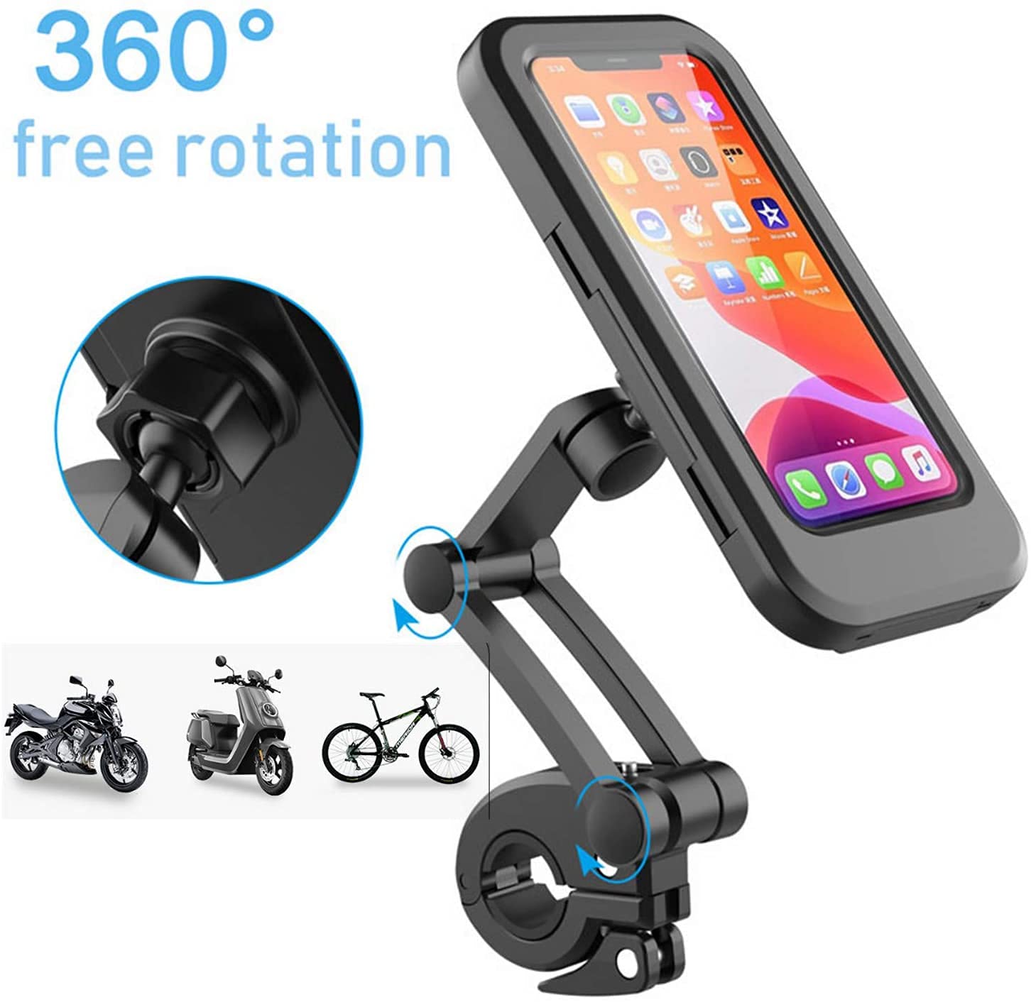 **Waterproof Bike Phone Mount for Motorcycle & Bicycle - Universal Touchscreen Phone Holder for Outdoor Riding (Fits Phones Under 6.7