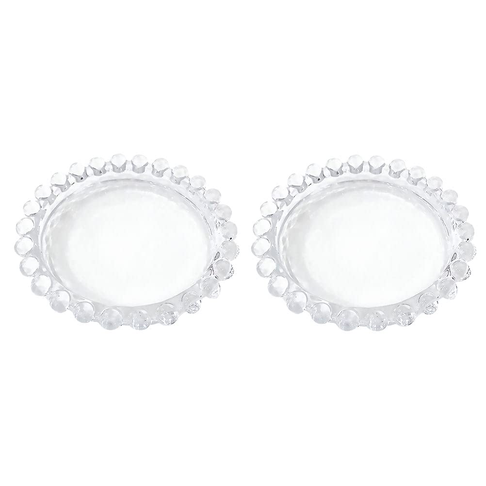 Ibasenice 2-Pack Elegant Glass Candle Holders - Decorative Candle Trays for Scented Candles, Perfect for Wedding Centerpieces, Romantic Dinners & Home Decor