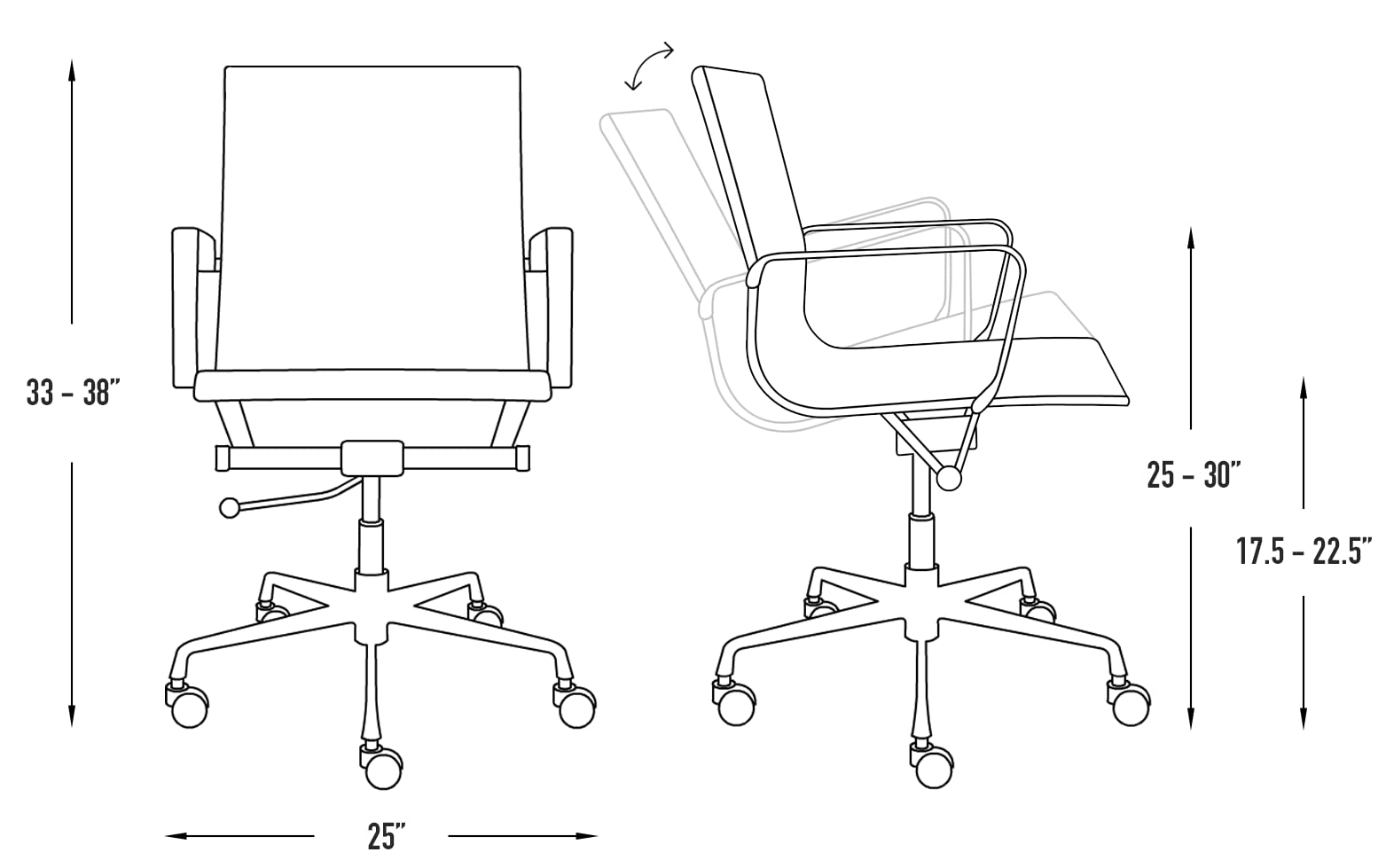 Laura Davidson SOHO II Mid Back Office Chair - Ergonomic Ribbed Desk Chair with Armrest & Swivel, Faux Leather Computer Chair for Home & Office Workspace - Perfect for Long Hours of Sitting, Video Conferencing and Remote Work