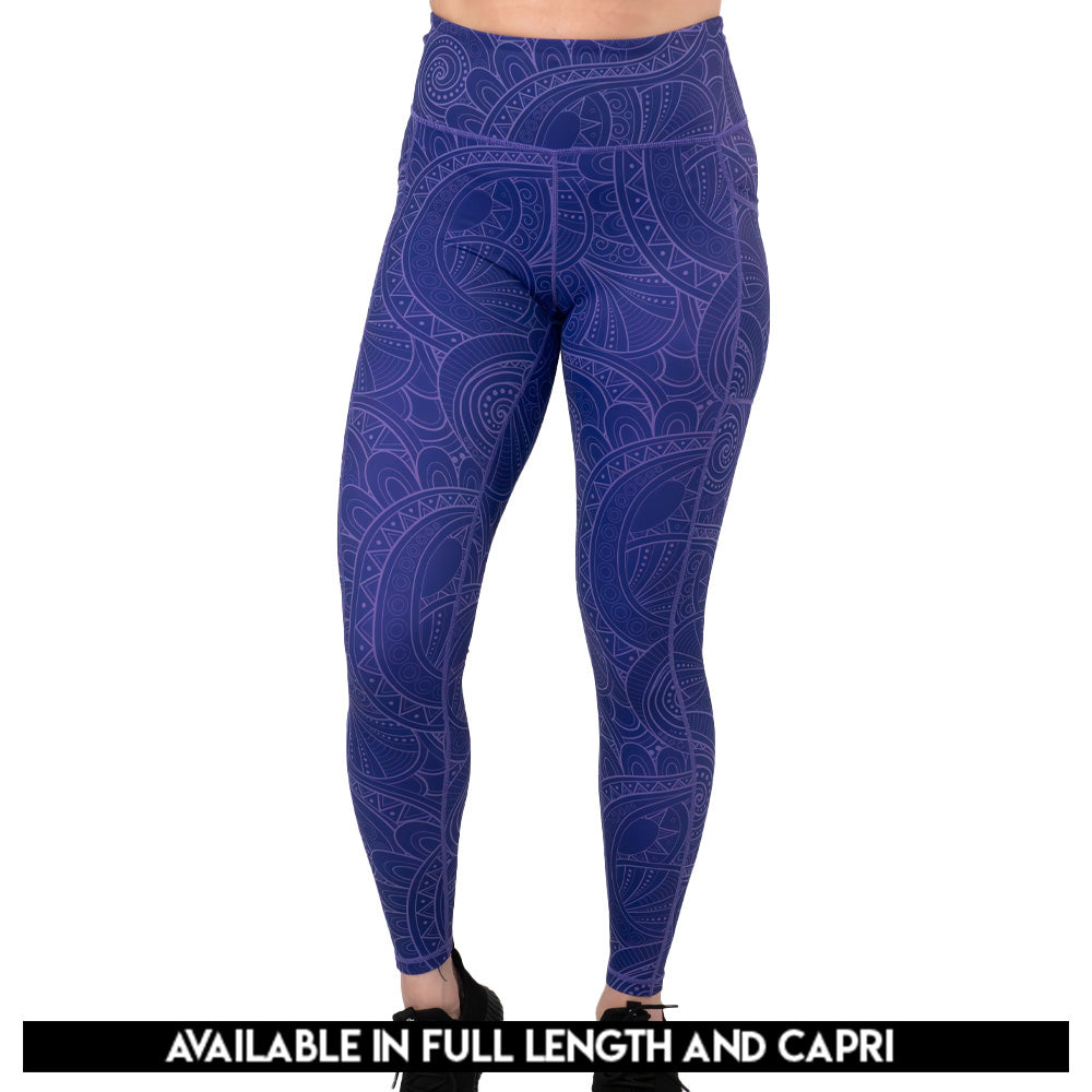 Purple Zenergy Leggings for Women - High Waisted Yoga Pants with Pockets, Soft & Stretchy Workout Leggings for Running, Gym, Lounge & Everyday Wear