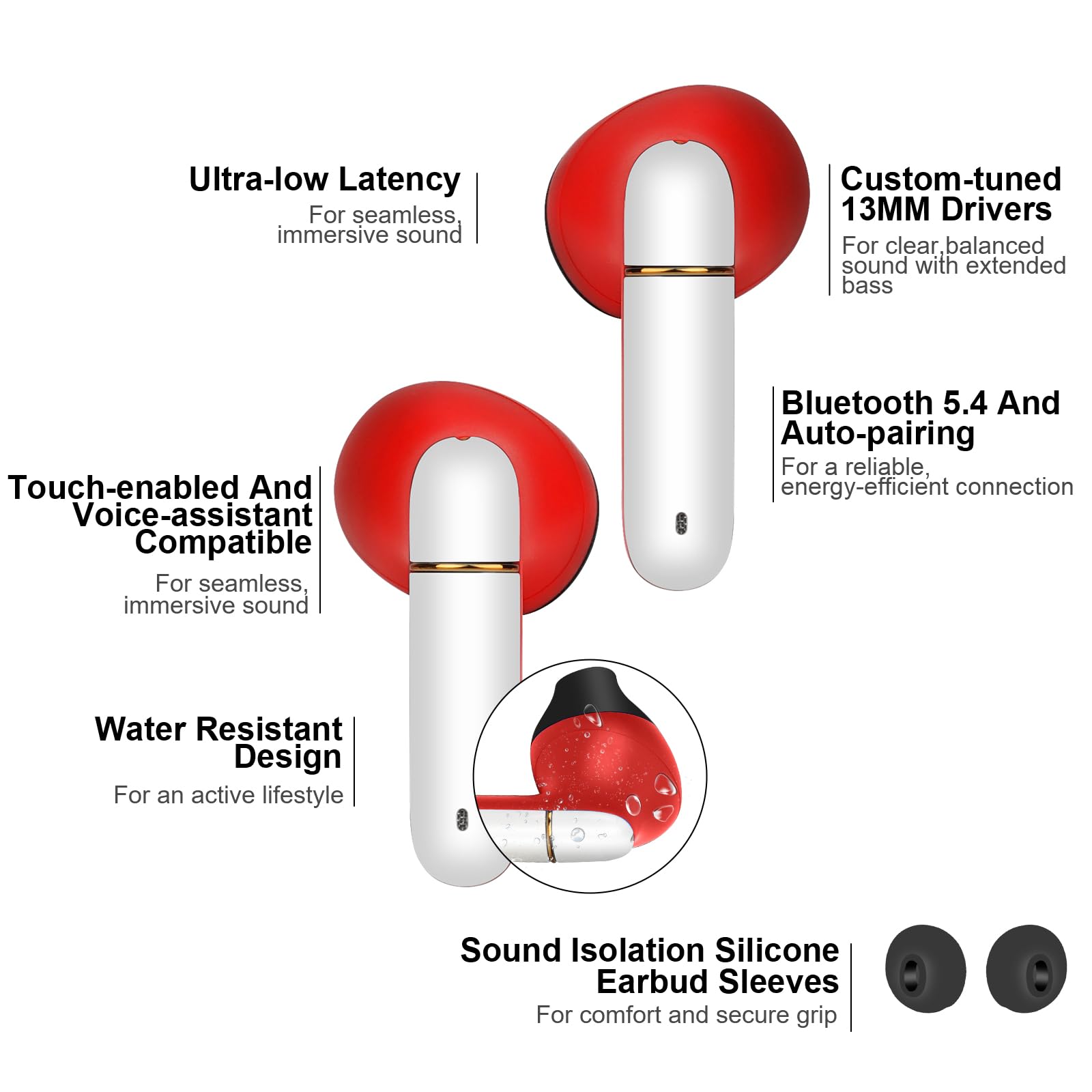 2 Pack Kids Wireless Earbuds with Microphone - Comfortable Ergonomic Ball-Shaped Design for Android, iOS, Cell Phone, Computer & Laptop - Perfect for School, Travel & Online Learning