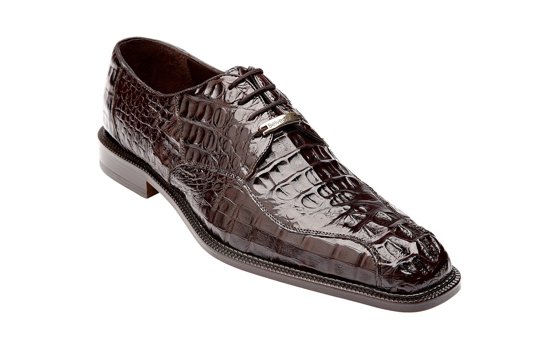 Belvedere Chapo Genuine Hornback Caiman Leather Dress Shoes for Men - Premium Brown Formal Shoes 1465 | Perfect for Business Meetings, Weddings & Special Occasions