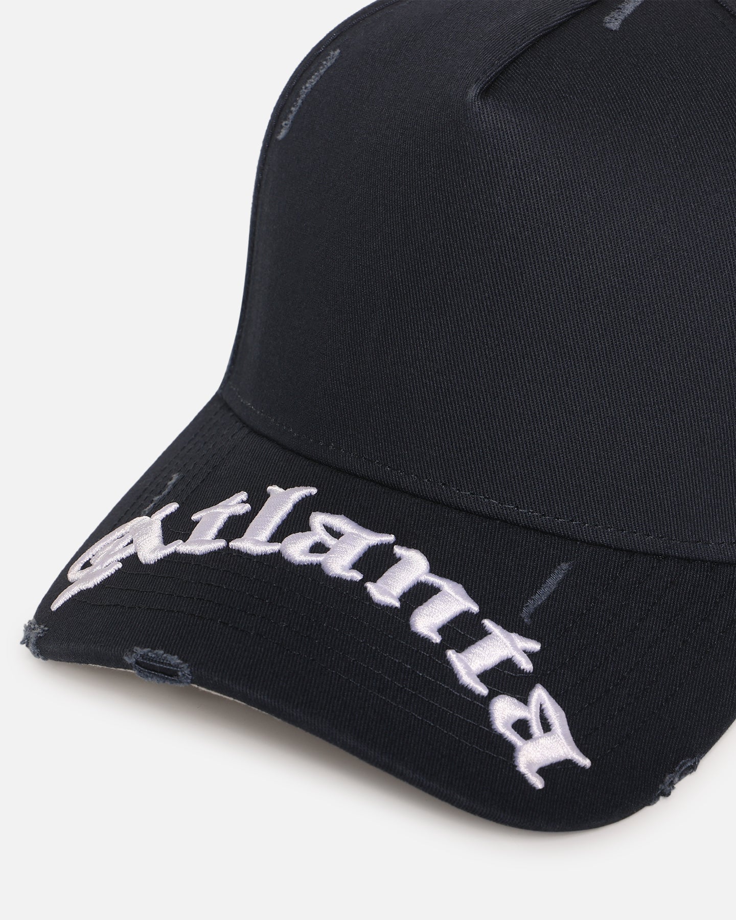 47 Brand Atlanta Braves 'Destruct Gothic Visor' Adjustable Strapback Hat - Natural/Navy Baseball Cap for Men & Women - Perfect for Games, Outdoor Sports & Casual Wear