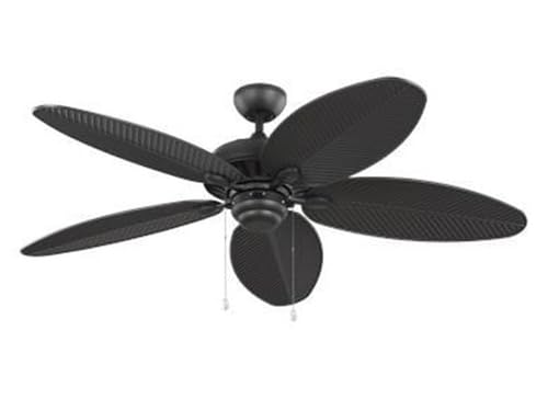 **52-Inch Matte Black Ceiling Fan with Reversible Motor & Pull Chain - Indoor/Outdoor Use - Perfect for Patio, Bedroom, or Living Room**