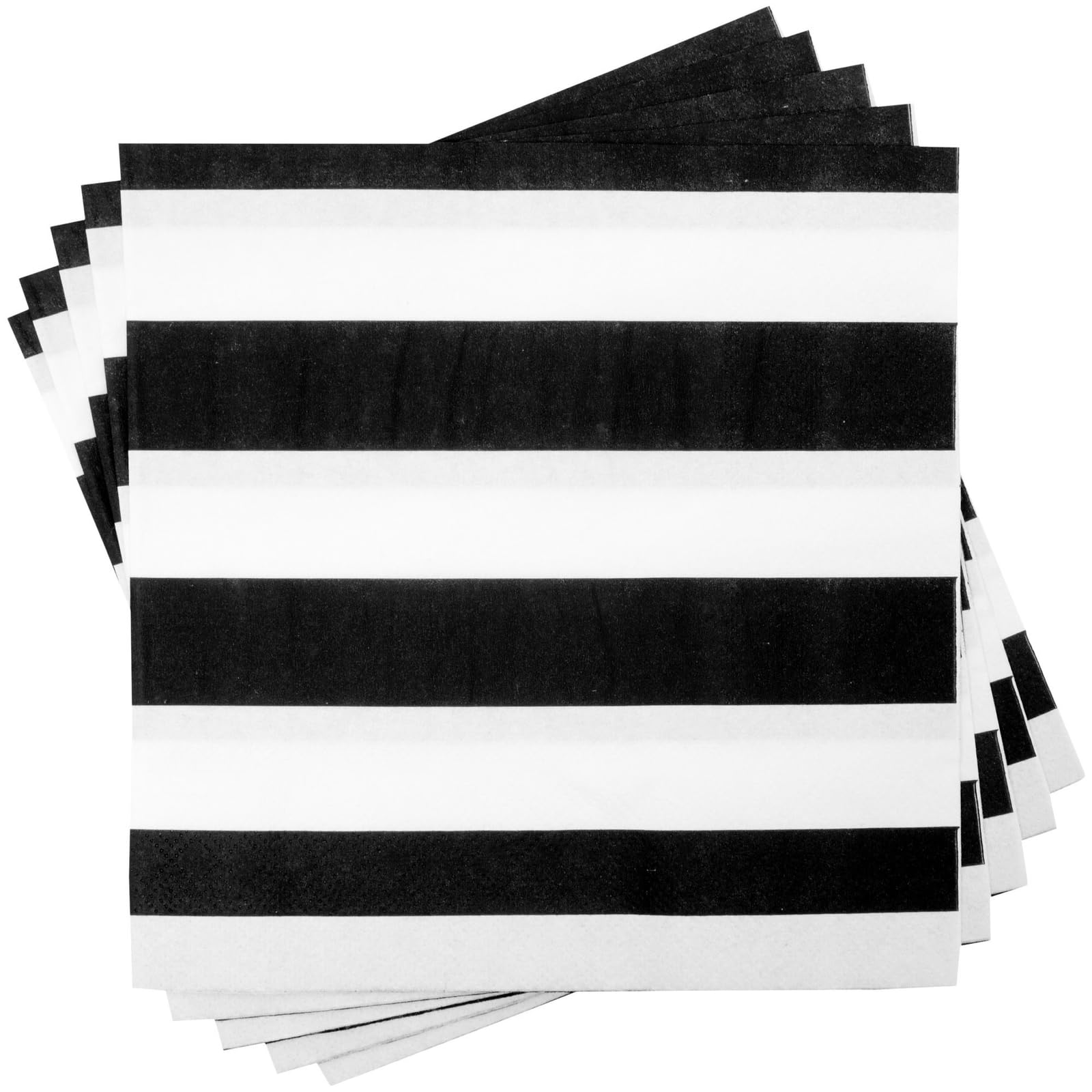 150 Pack Black and White Striped Disposable Paper Napkins - 6.5x6.5 Inch Elegant Party Napkins for Birthday, Baby Shower, Graduation, Wedding, Dinner & Holiday Celebrations