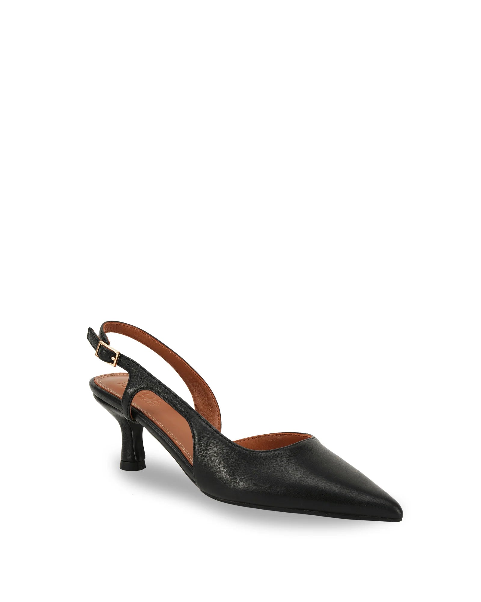 Kaylee Black Leather Pointed Toe Low Heel Pumps for Women - Comfortable Office Work Shoes & Evening Party Dress Shoes