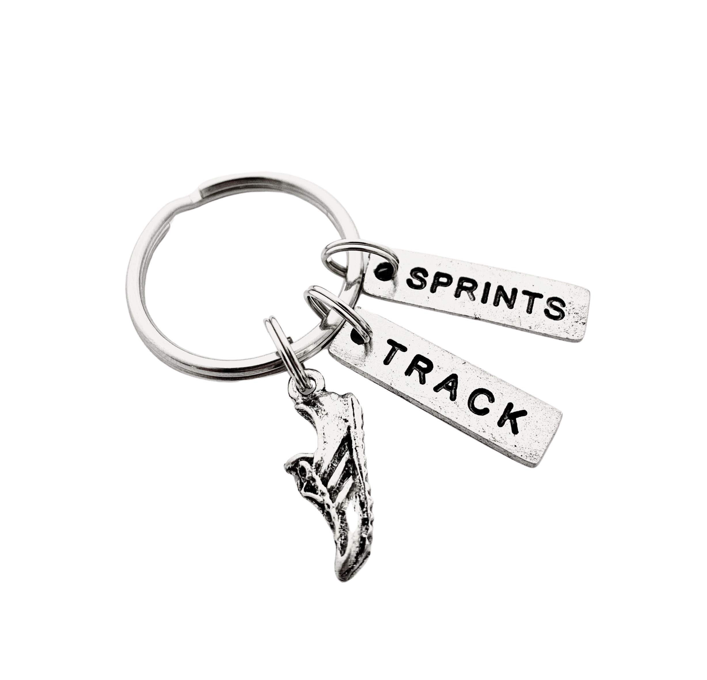Pewter Running Shoe Keychain - Track & Sprint Charms with Round Key Ring | Perfect Gift for Runners, Track Athletes & Sprinting Enthusiasts | Ideal for Gym Bags, Backpacks & Sports Gear