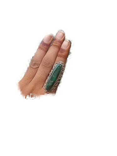 Emerald Ring Sterling Silver - Green Gemstone Oval Ring for May Birthstone | Boho Gypsy Statement Jewelry | Perfect for Promises, Weddings & Everyday Wear