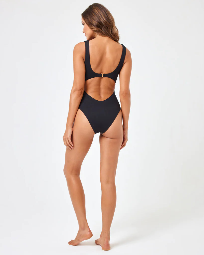 L*Space Women's Balboa One Piece Swimsuit - Black | Sexy High-Cut Bathing Suit for Beach & Pool | Perfect for Vacation, Swimwear & Summer Fashion