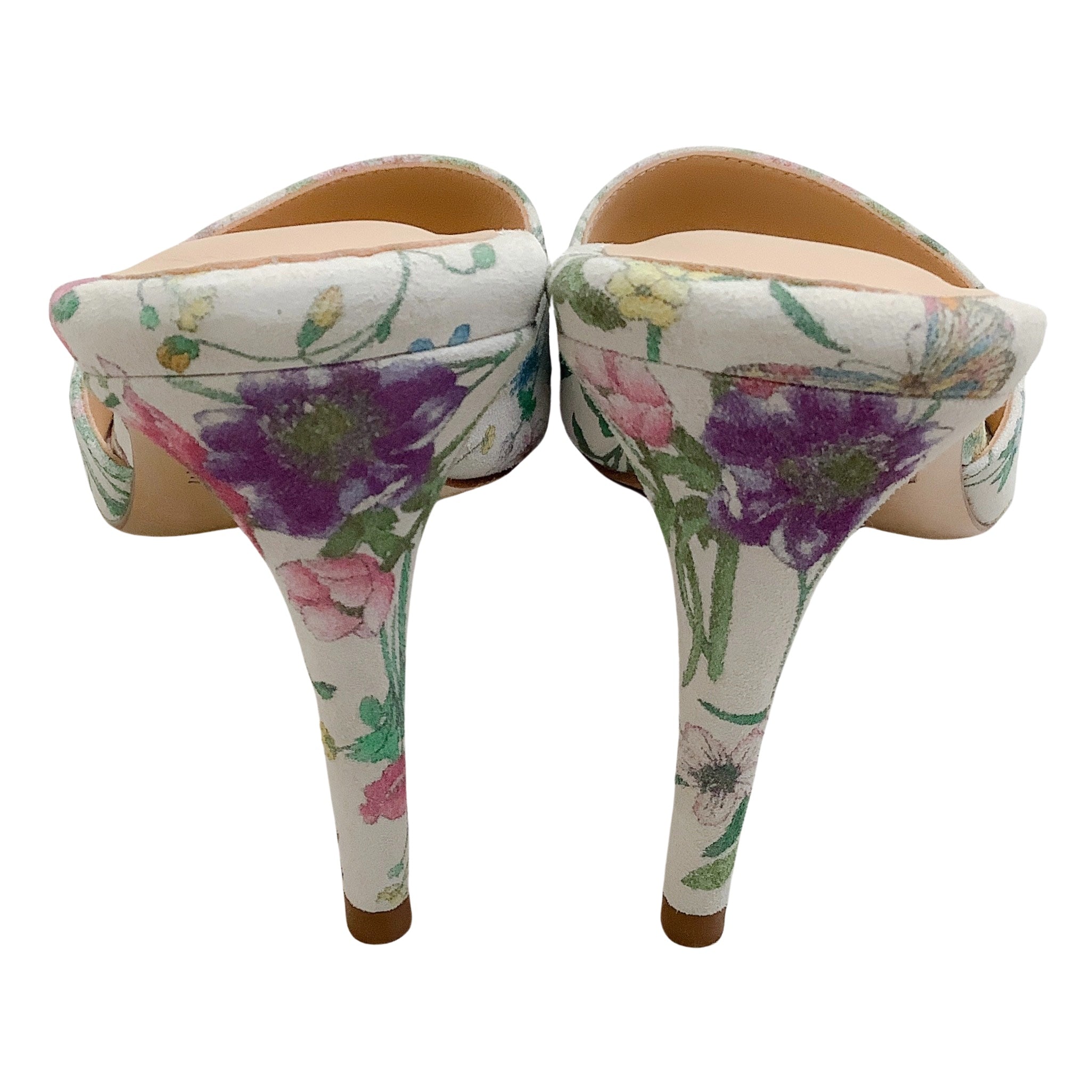 L'Agence Multi Floral Lolita Pointed Toe Slide Sandals for Women - Elegant Summer Dressy Slides with Floral Design - Perfect for Beach, Vacation & Boho Outfits