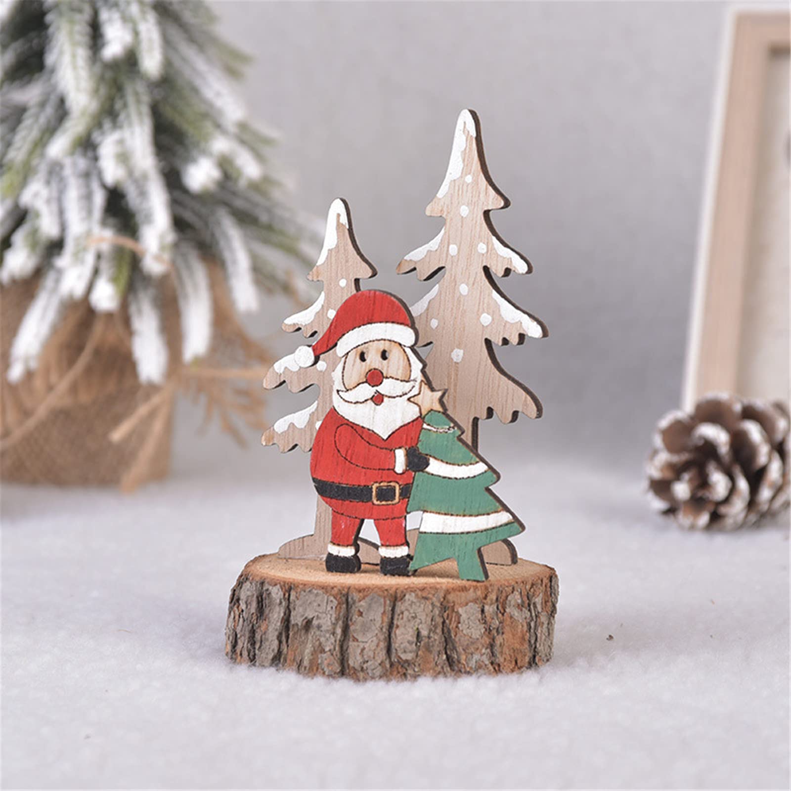 Wooden Christmas Ornaments Set - Shatterproof Santa & Tree Decorations for Holiday Desktop & Hanging Decor | Perfect for Home, Office, Christmas Tree & Gift Giving