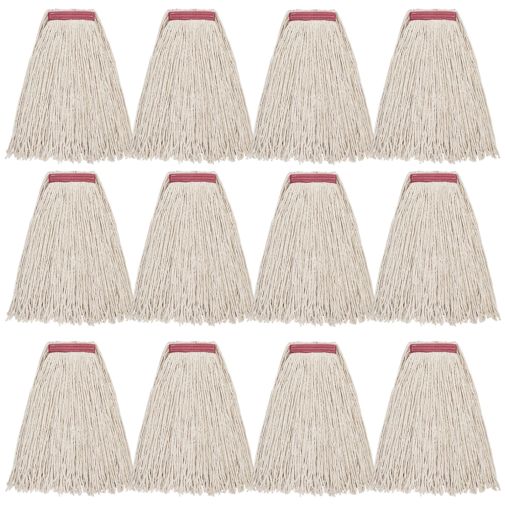 Heavy Duty Cotton Mop Head Refills 12Pack - Universal for Home & Commercial Cleaning