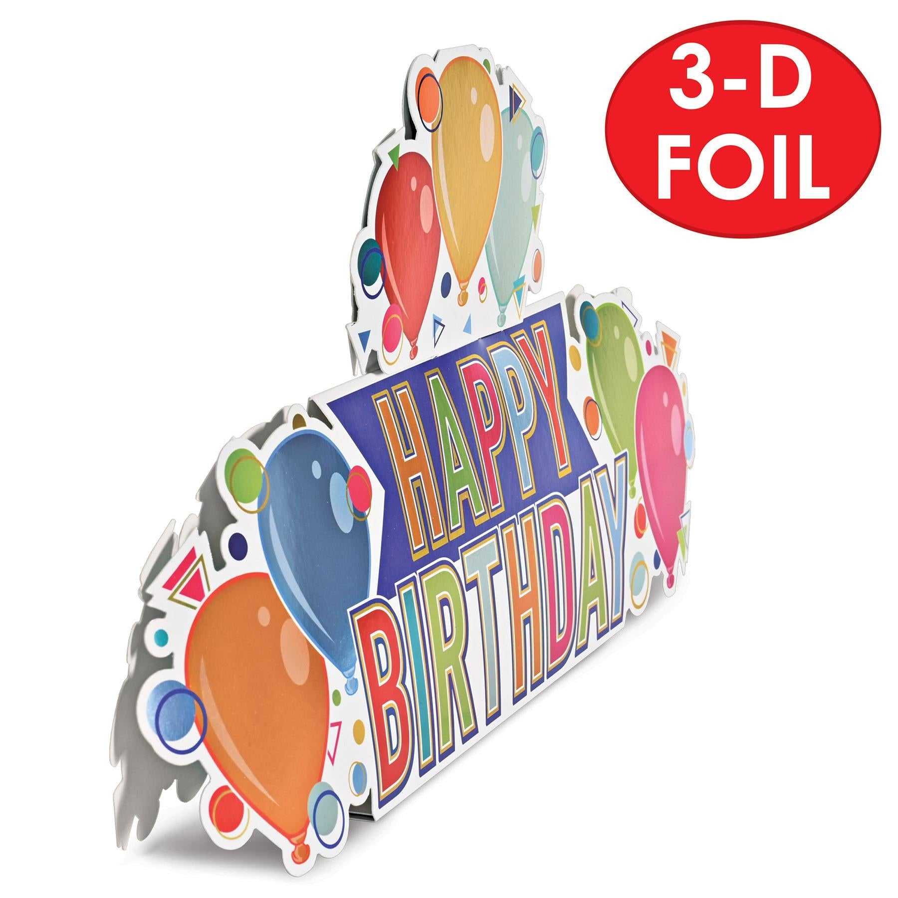 12 Pack Beistle 3D Foil Happy Birthday Party Centerpieces - Perfect for Birthday Decorations, Baby Showers & Anniversary Celebrations