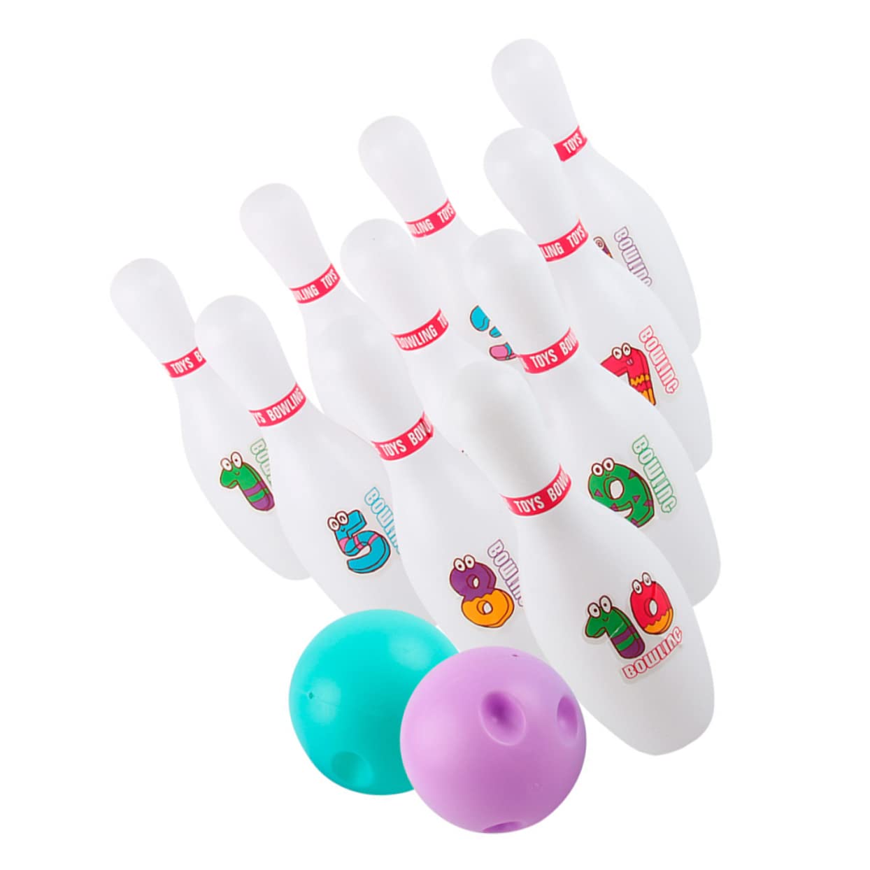 Toyvian Kids Bowling Toy Set - 10 Piece Mini Bowling Game for Outdoor Play, Parent-Child Sports Activity, Cartoon PP Plastic Children's Toys | Perfect for Backyard Games, Birthday Parties & Family Fun