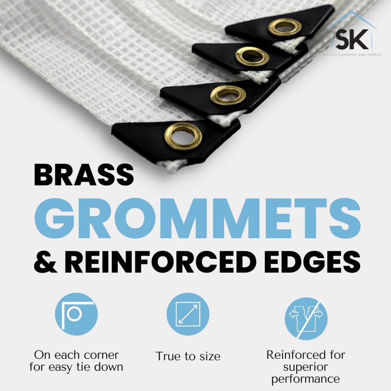 16 Mil Clear Heavy Duty Poly Tarp with Fiber Reinforcement - 15x15 ft UV Resistant, Tear Proof, Flexible Waterproof Cover with Reinforced Corners | Perfect for Outdoor Equipment Protection, Construction Sites, Camping & Emergency Shelters