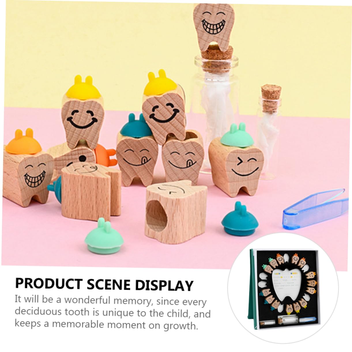 HEMOTON 2-Pack Wooden Tooth Keepsake Organizer & Diaper Bag Tote - Perfect for Baby Teeth Storage, Travel Essentials, and On-the-Go Parenting