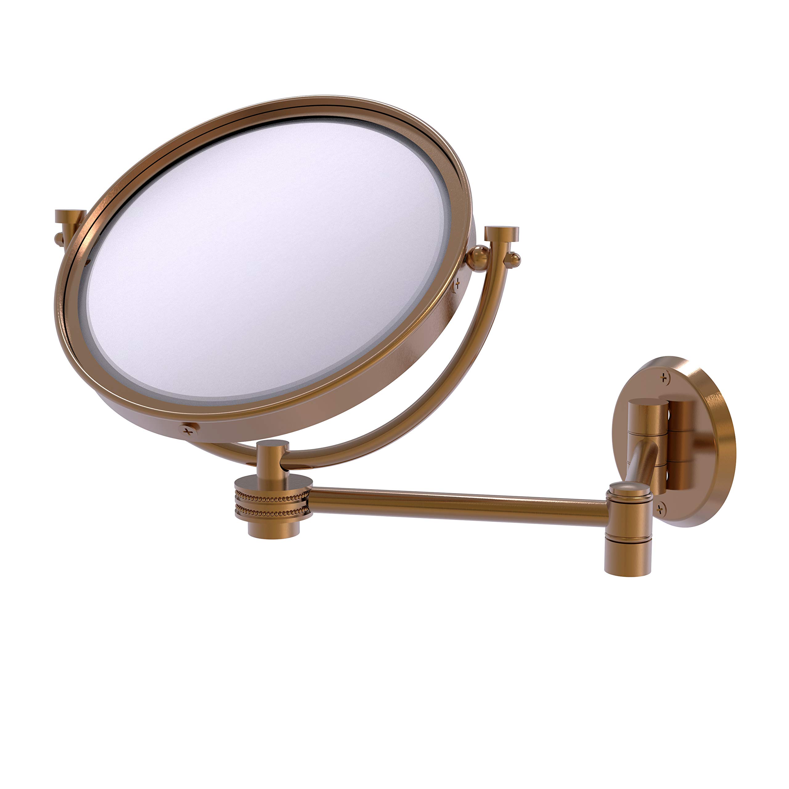 Allied Brass WM-6D/4X-BBR 8 Inch Wall Mount Extendable 4X Magnification Makeup Mirror with Dotted Accent, Brushed Bronze Finish - Perfect for Bathroom Vanity, Dressing Room & Bedroom Decor