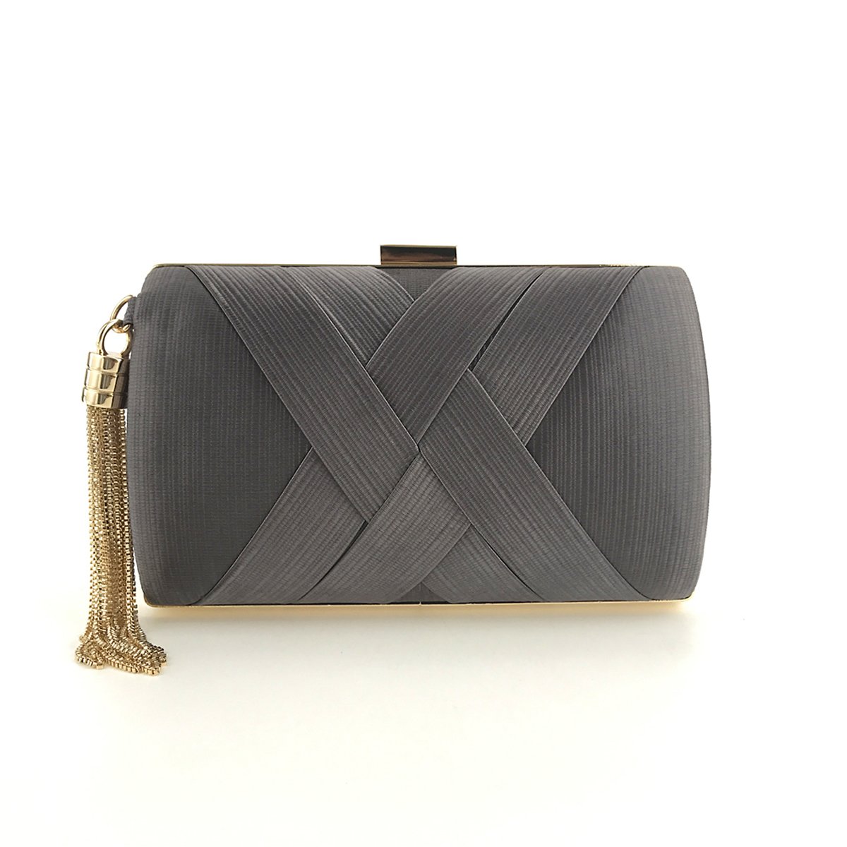 Flada Women's Satin Evening Clutch Bag with Tassel Pendant - Elegant Wedding Purse & Party Handbag for Brides, Prom, Cocktail Events
