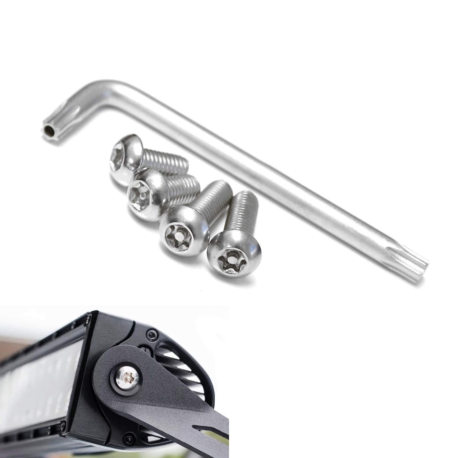 iJDMTOY M8 Anti-Theft Security Screw Bolt Kit with Locking Key - Stainless Steel Set for LED Light Bars, Pod Lights, Work Lights & Fog Lamps - Secure Off-Road Lighting & Vehicle Accessories