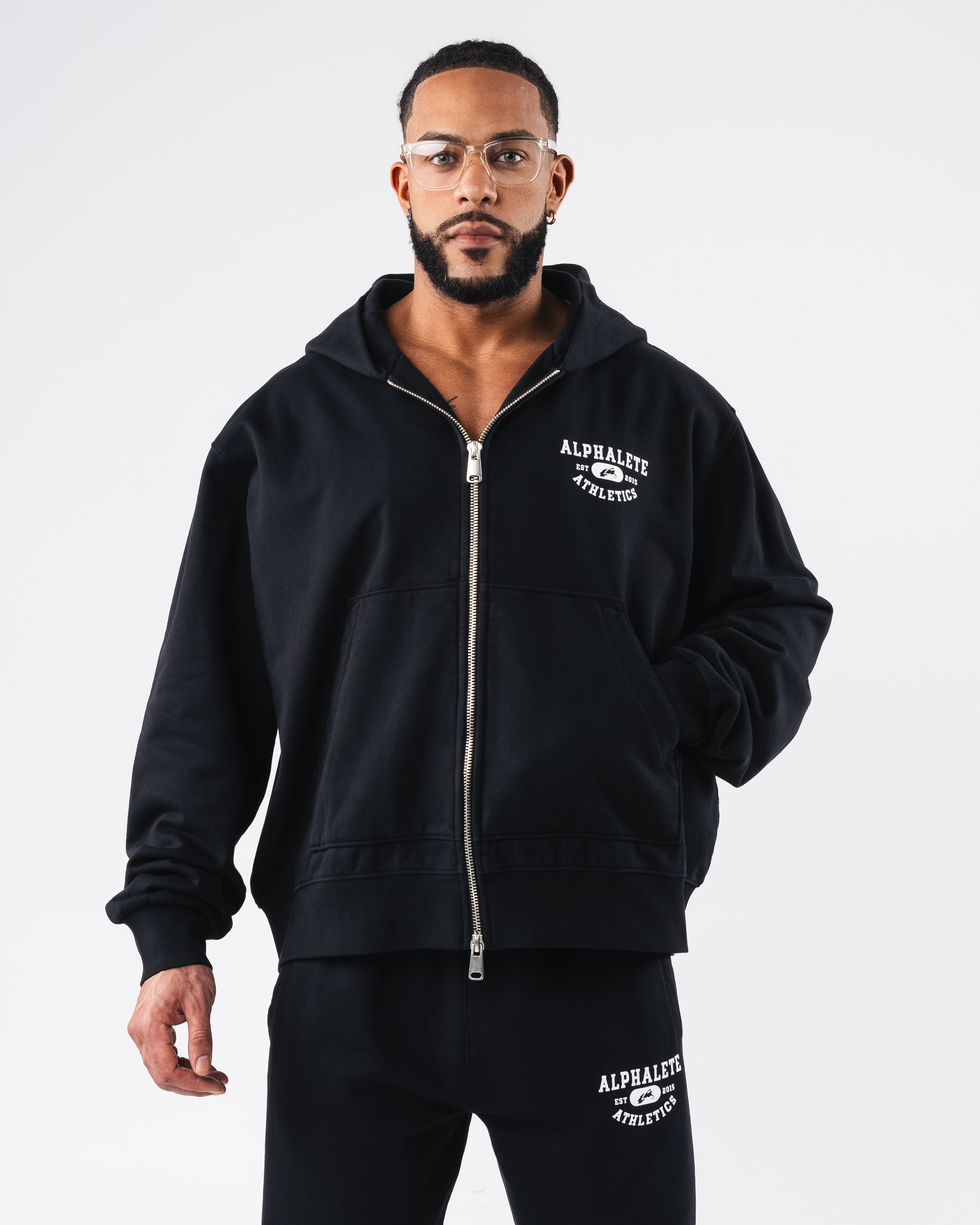 Vintage Zip Up Hoodie for Men - Black | Casual Streetwear & Lounge Wear for Everyday Comfort