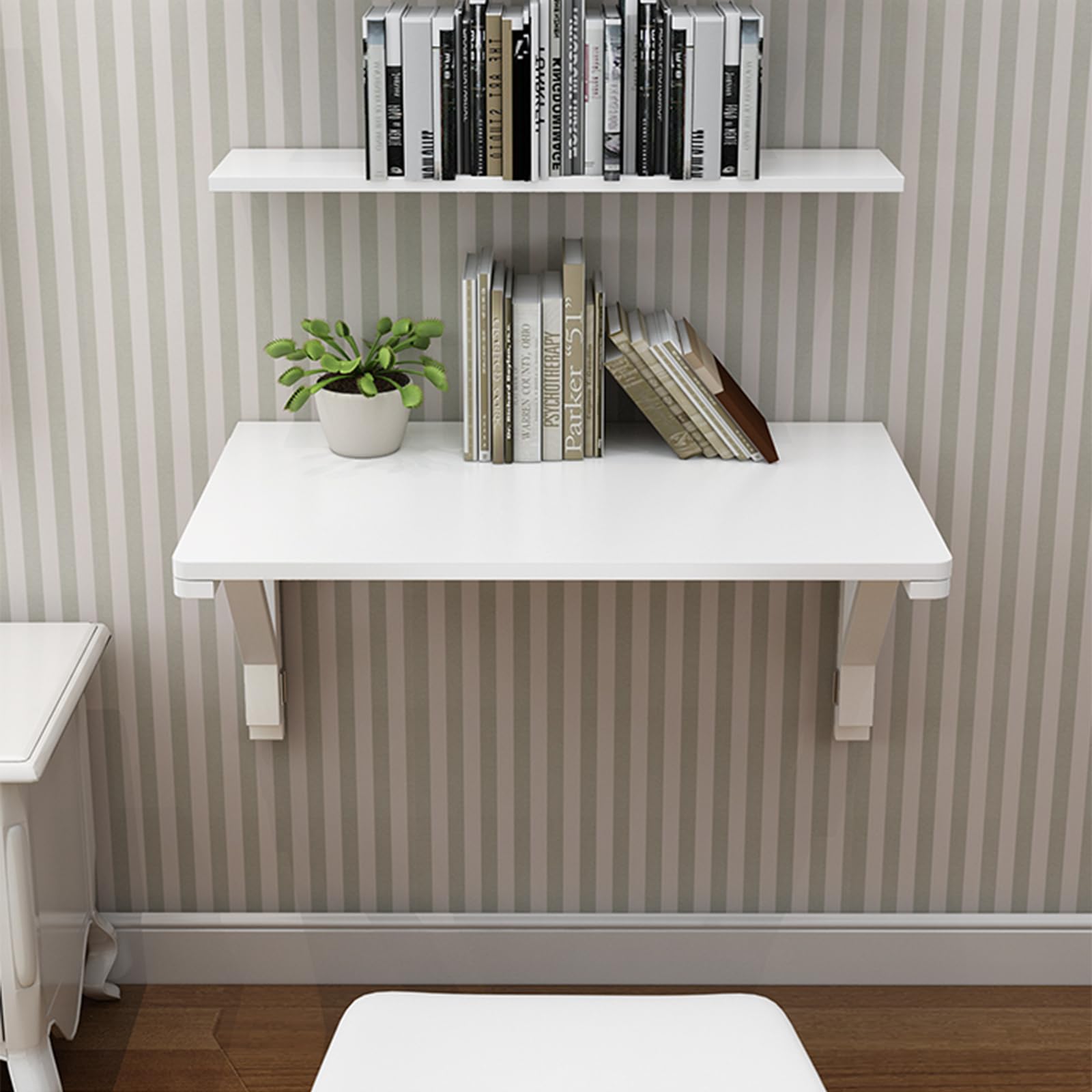 MM MELISEN Wall Mounted Folding Table - Space Saving Laundry Room Desk, Fold Down Workstation for Small Spaces, Kids Floating Study Desk (Perfect for Laundry, Kitchen, Dining, Home Office & Small Apartments)