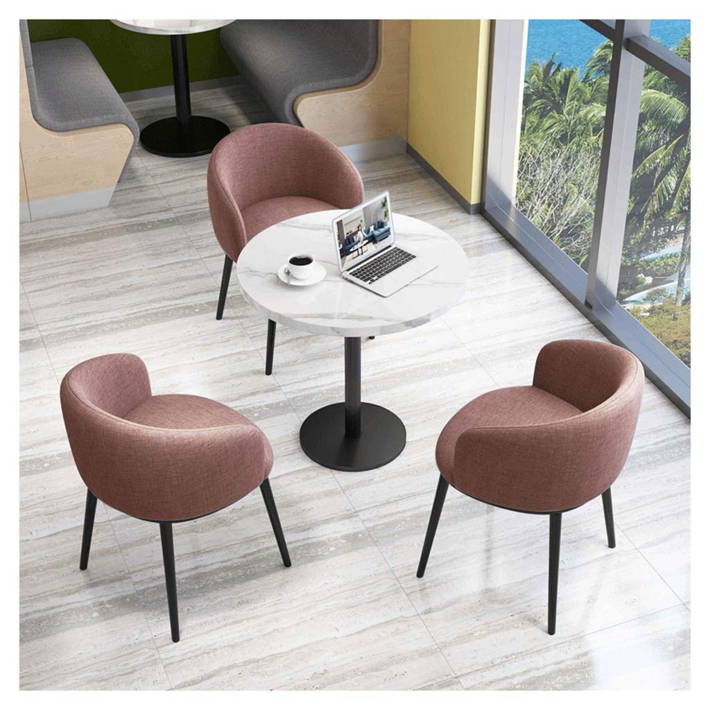 Modern Round Dining Table and Chair Set - 60cm Brown Cotton Linen Fabric for Home, Kitchen, Cafe, Office | Perfect for Small Spaces, Balcony Breakfast, Coffee Shops & Reading Nooks