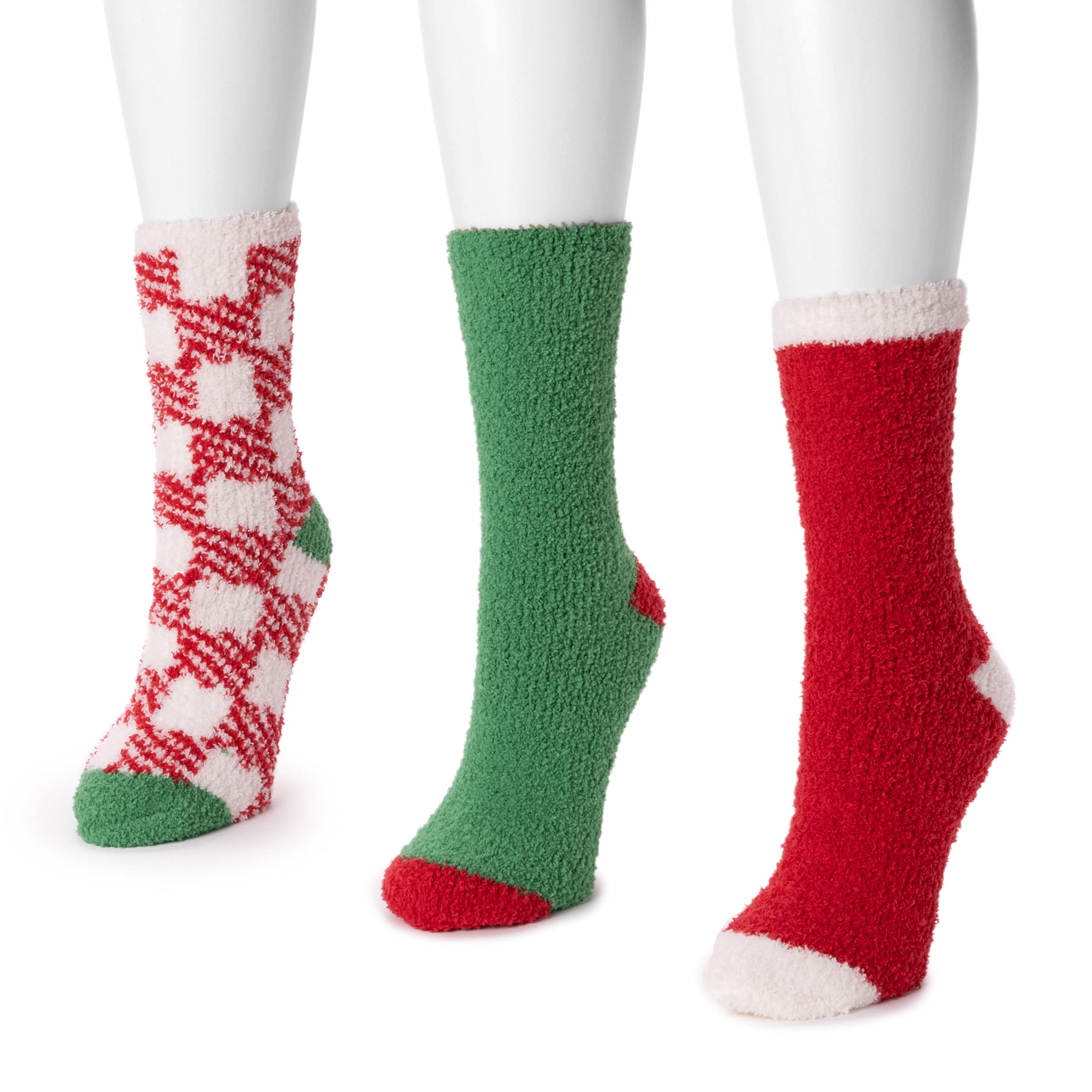MUK LUKS Women's 3 Pack Cozy Holiday Socks - Warm Winter Socks for Christmas, Gifts & Home Comfort - Perfect for Cold Weather, Relaxing at Home & Festive Celebrations