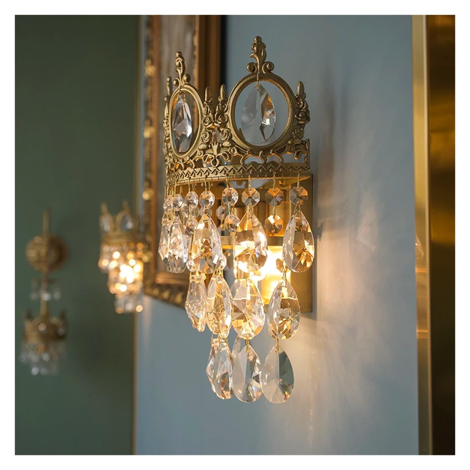 Modern Crystal Wall Lamps - LED Bedside Lighting for Bedroom, Stairs & Hallway - Elegant Wall Sconce with Warm White Light for Home Decor & Ambient Lighting