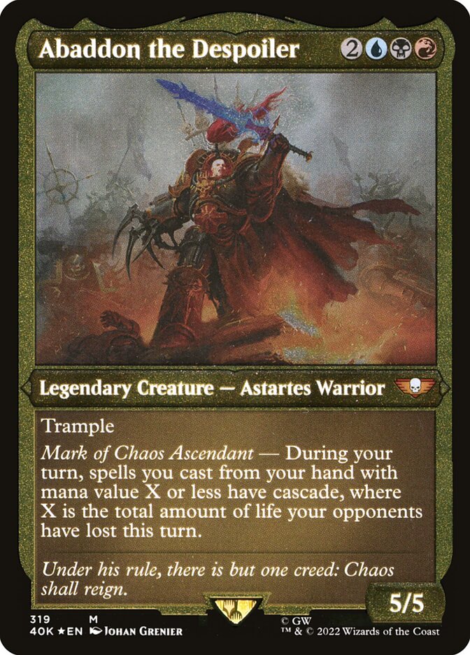Warhammer 40,000 Abaddon the Despoiler Commander Display Model - Premium Etched Foil Collectible for Tabletop Gaming & Warhammer 40K Collections