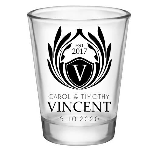 Customizable Clear Wedding Shot Glass with Crest - 1.75oz (50ml) - Perfect for Bridal Showers, Bachelorette Parties & Wedding Favors