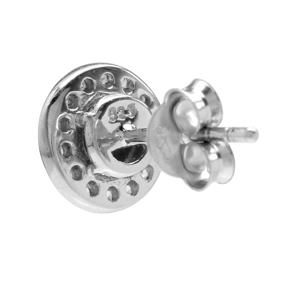 5MM Genuine/Simulated Birthstone Gemstone 925 Sterling Silver Halo Stud Earrings for Women - White Gold Plated Elegant Jewelry | Perfect Gift for Birthday, Anniversary & Special Occasions