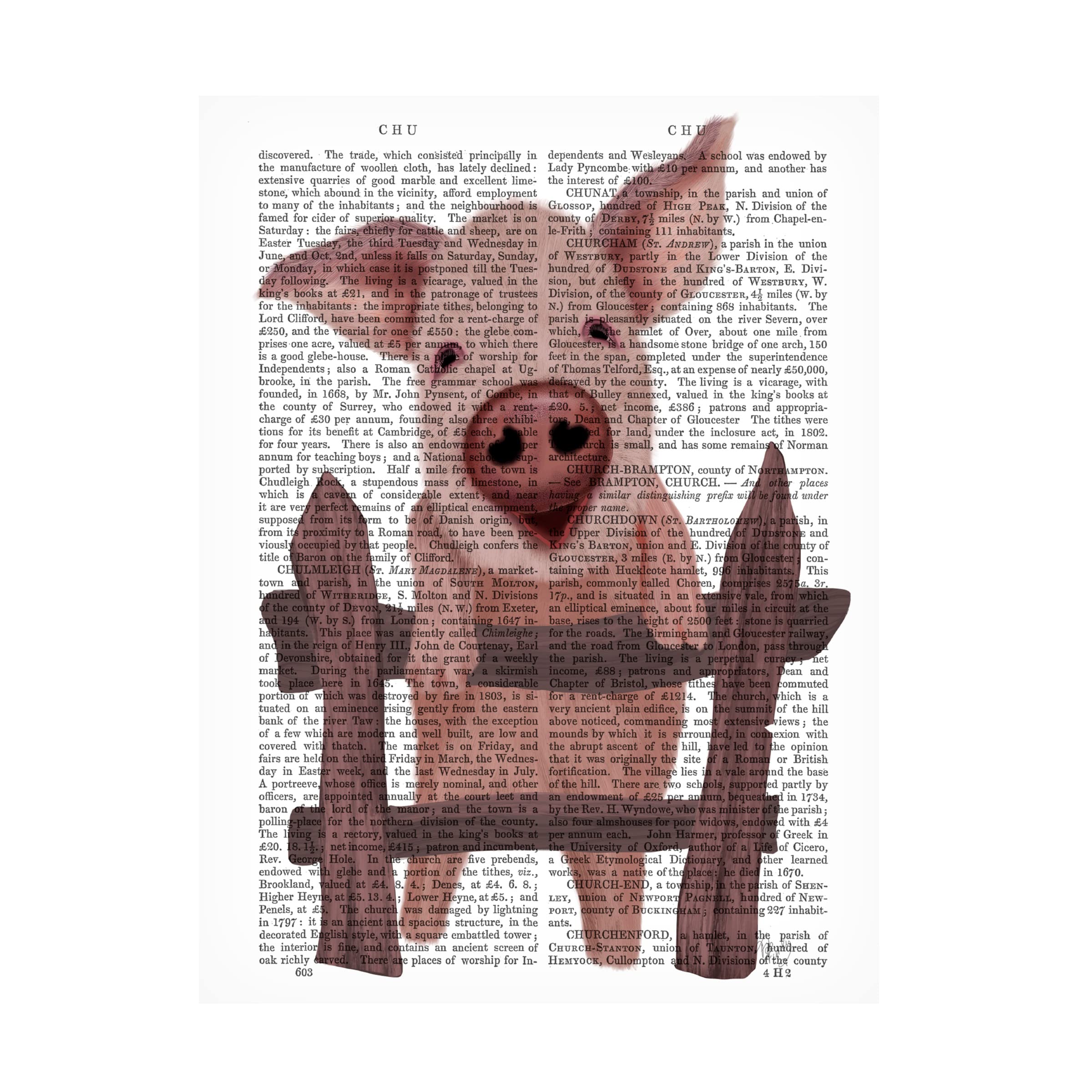 Fab Funky 'Pig On Fence' Canvas Art Print - Modern Farmhouse Wall Decor for Living Room, Bedroom & Office - Trademark Fine Art Collection