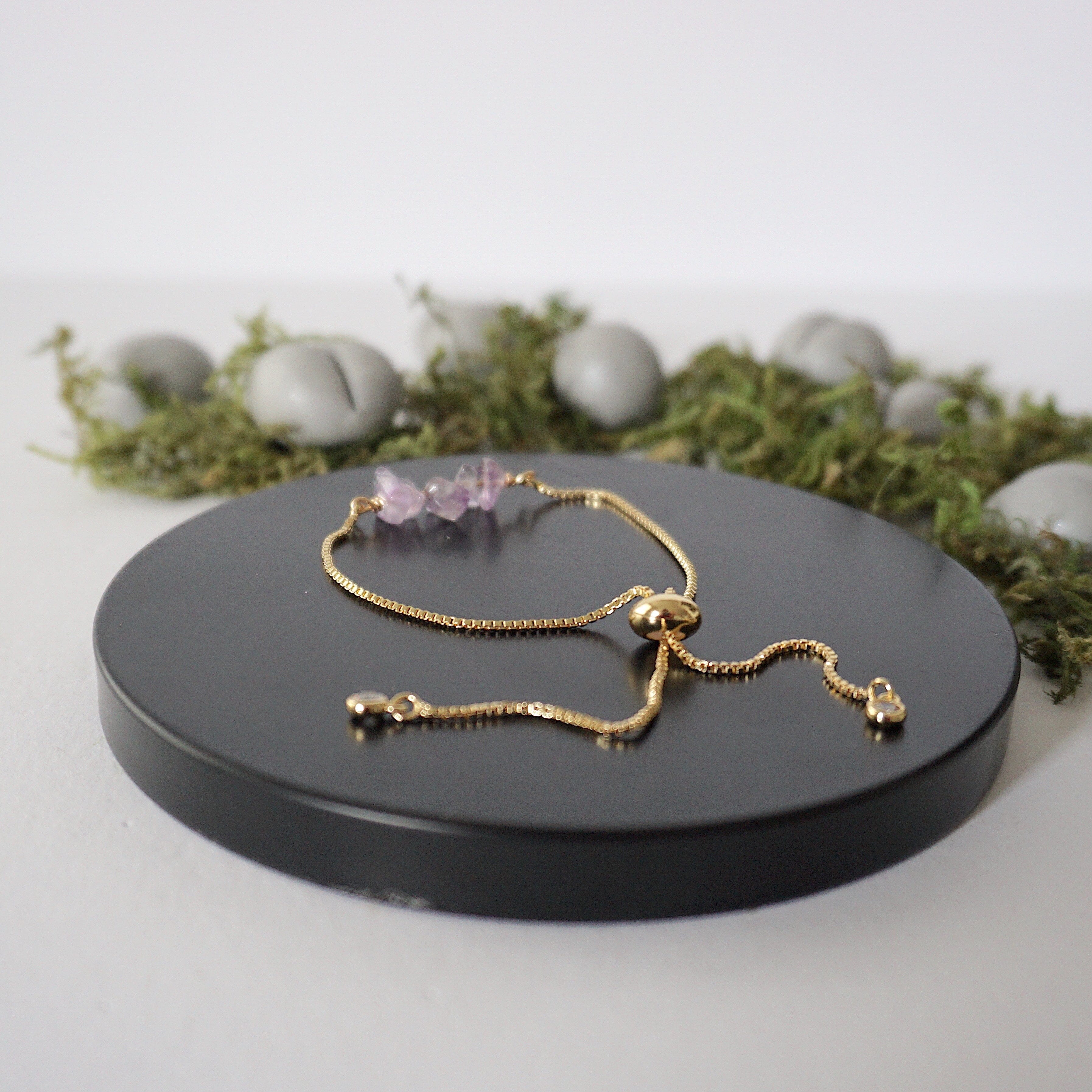 14K Gold Plated Adjustable Amethyst Crystal Bolo Bracelet for Women - Elegant Boho Jewelry Gift for Birthday, Anniversary & Special Occasions