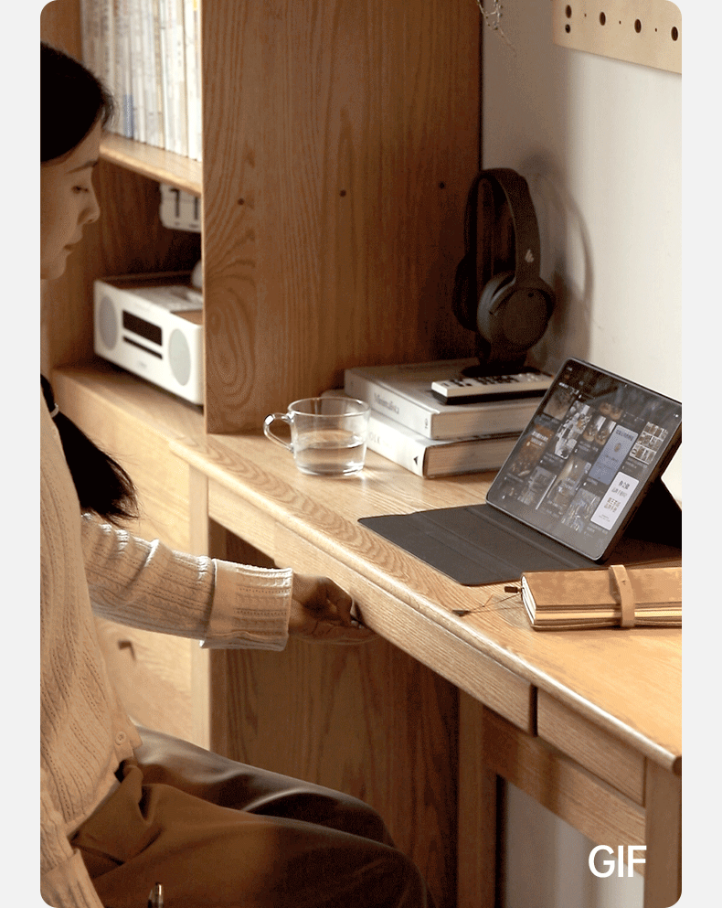 Solid Oak and Poplar Wood Office Desk - Long Executive Workstation for Home & Office - Perfect for Remote Work, Study, and Professional Workspaces