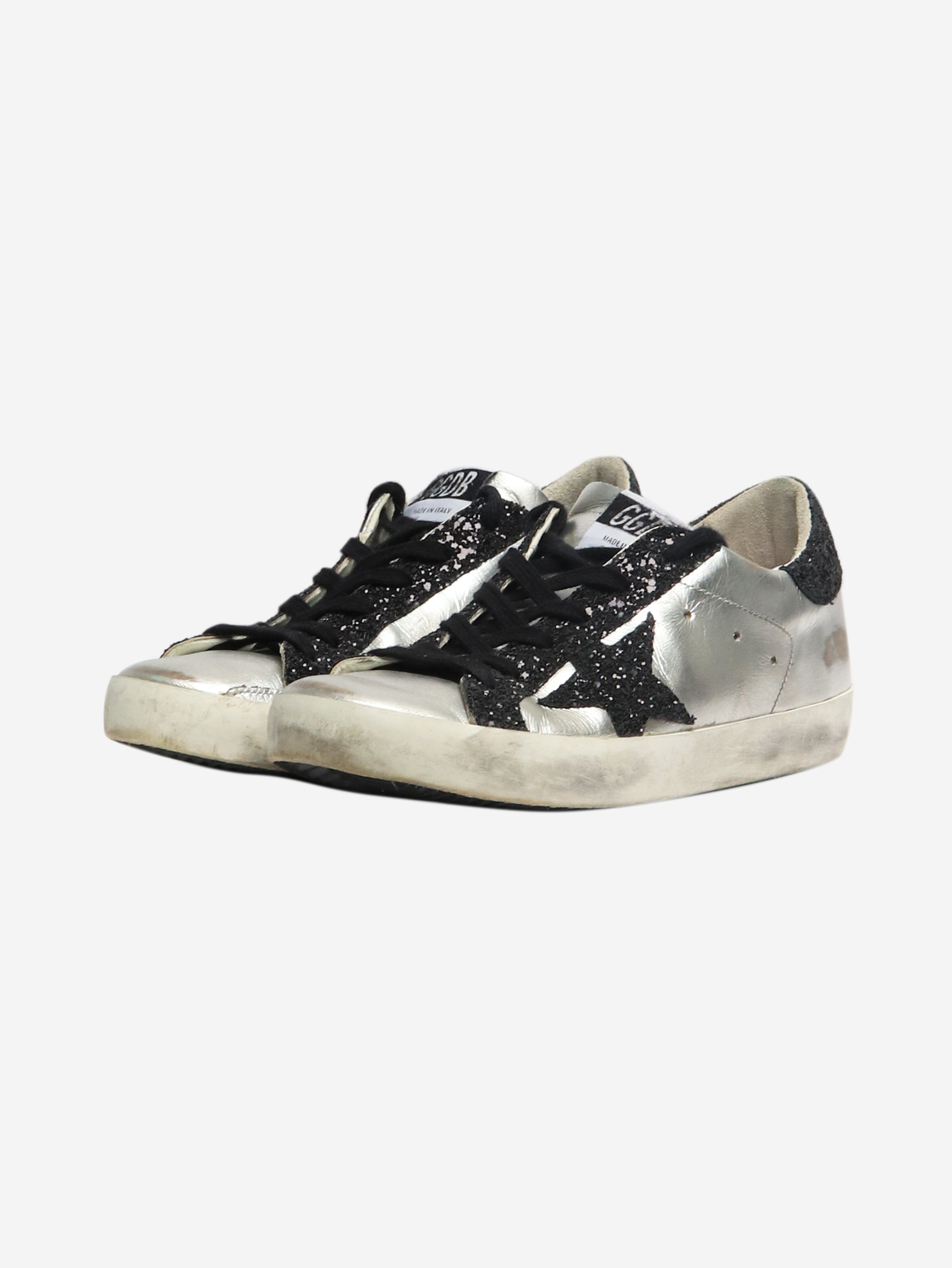 Golden Goose Silver Star Sneakers - Women's Size EU 37 (UK 4) | Fashionable White Leather Low-Top Lace-Up Shoes for Casual Wear, Street Style & Everyday Comfort